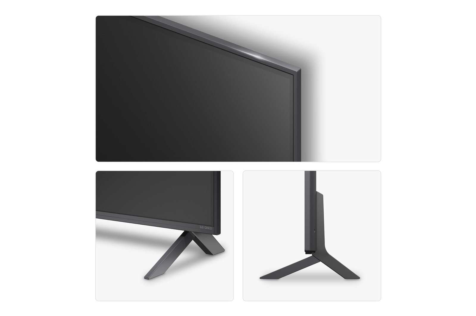 Left-facing side view of LG QNED80 TV