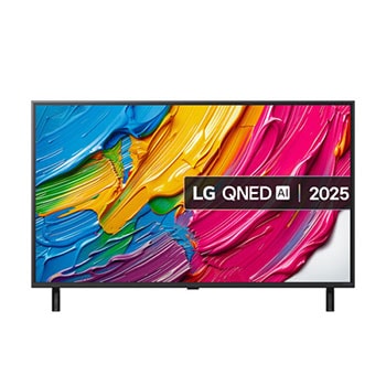Front view of 43 inch LG QNED AI QNED80 MiniLED 4K Smart TV 2025 43QNED80A6A