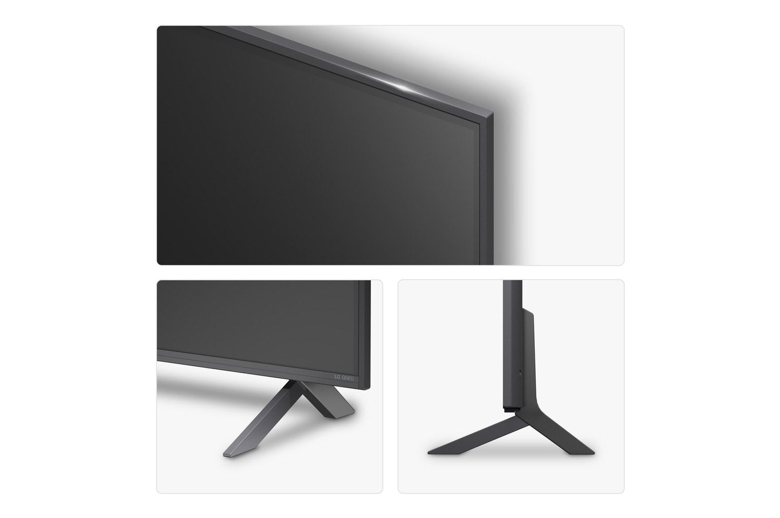 Left-facing side view of LG QNED80 TV