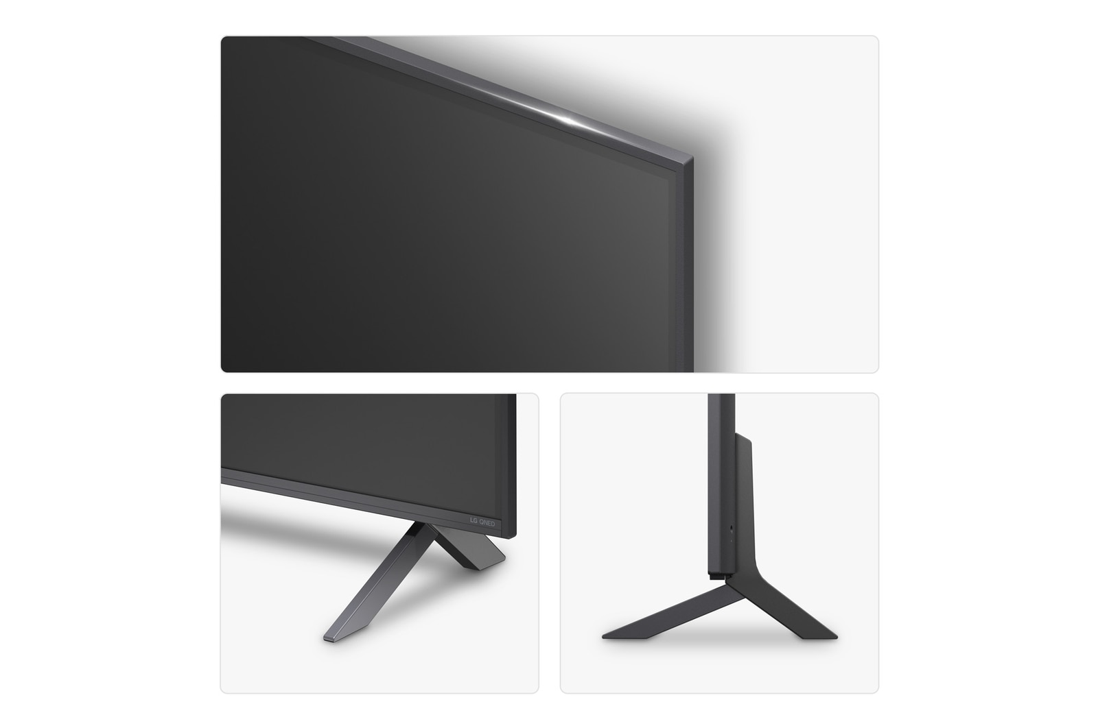 Left-facing side view of LG QNED80 TV