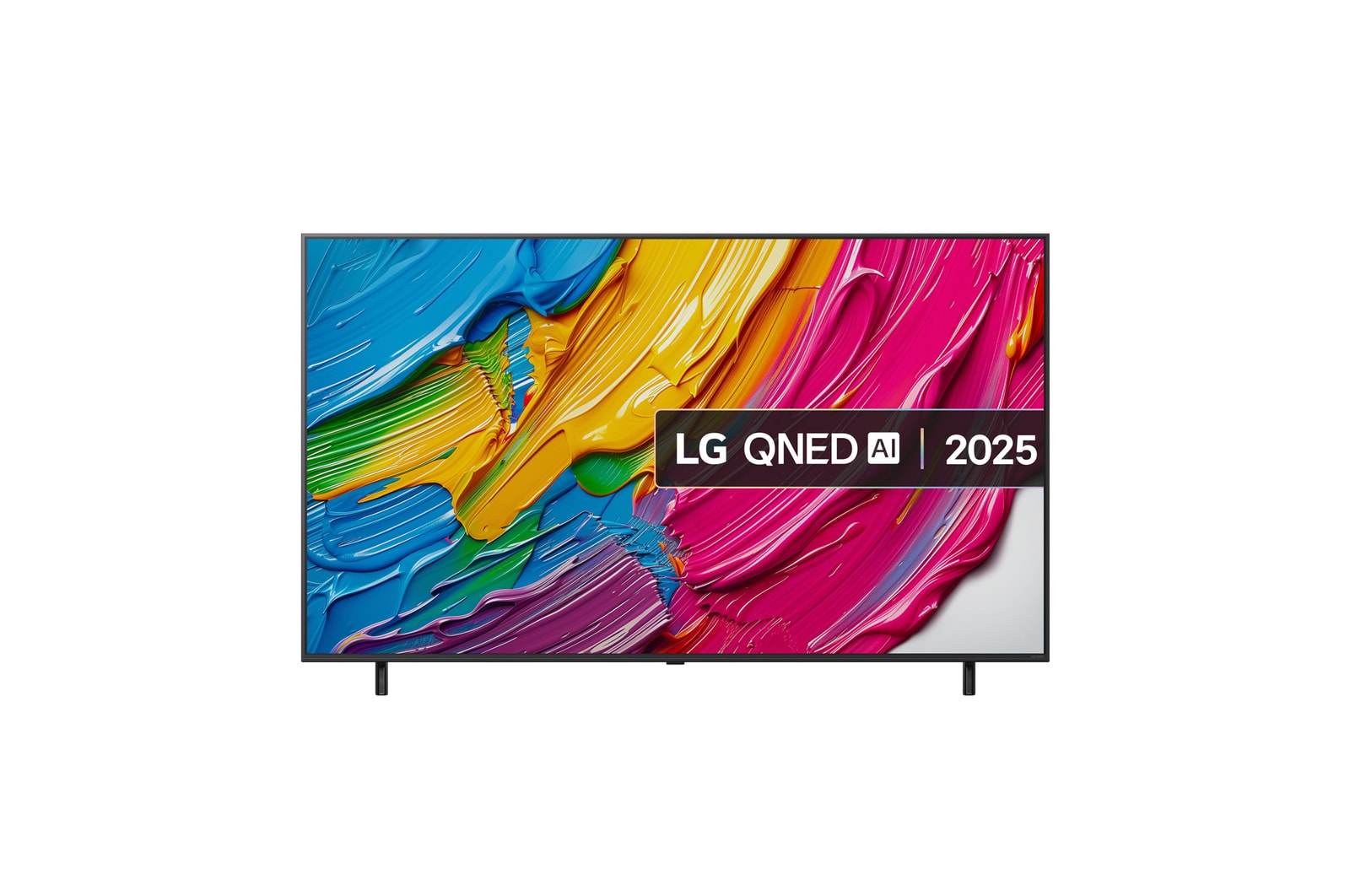Front view of 65 inch LG QNED AI QNED80 MiniLED 4K Smart TV 2025 65QNED80A6A