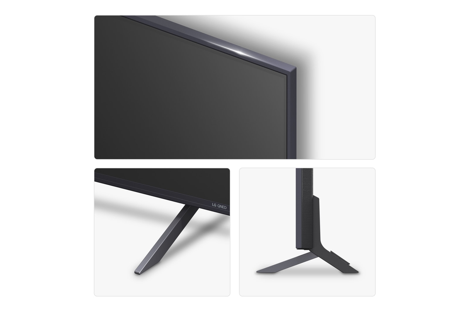 Left-facing side view of LG QNED84 TV