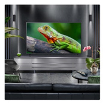 Perspective from the inside of a cave looking out to its entrance where a blue sky and horizon can be seen. The whole scene is split in half to show the capability of QNED's Advanced Local Dimming. On one side, the colors and detail are washed out and the visuals seem muddy. The label says, Conventional LED. The other side has great blacks, better contrast, brightness and color.