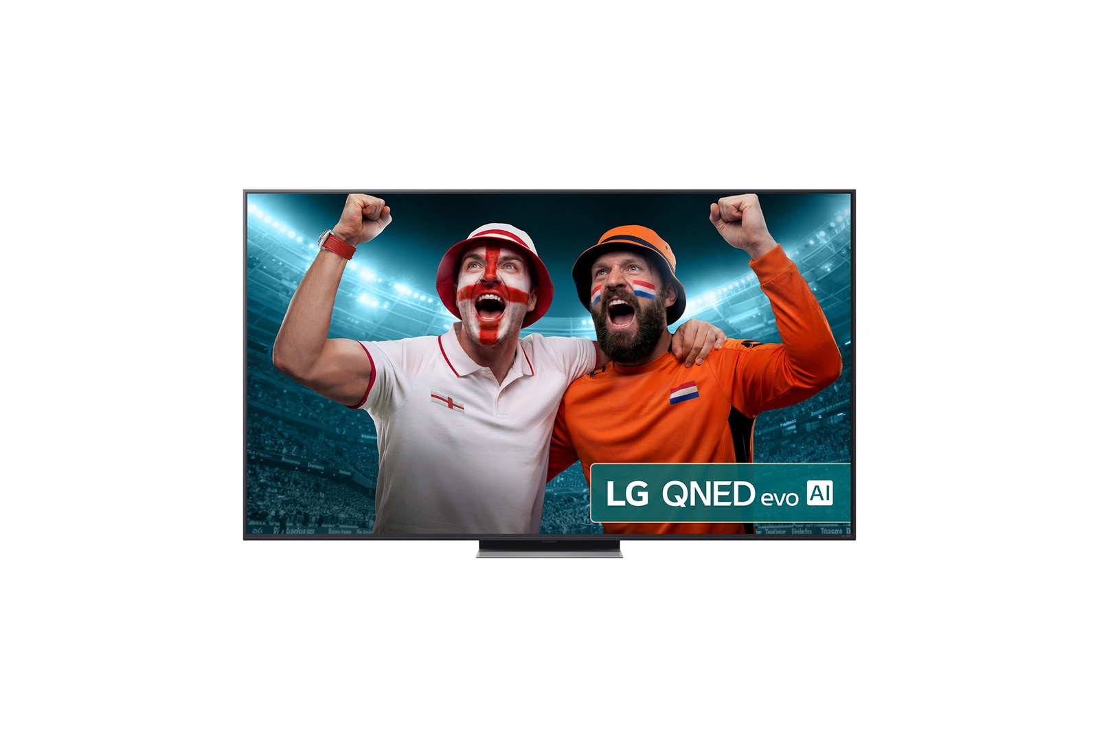 Front view of 65 inch LG QNED evo AI QNED87 MiniLED 4K Smart TV 2025 65QNED87A6B