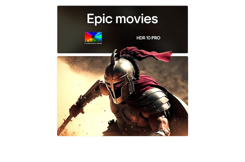 LG TV screen with an AI Magic Remote on the foreground. The AI button is highlighted and a speech bubble shows text, suggest a movie I like. On the screen we see the user icon E, indicating how AI Voice ID was able to identify which user it was and give personalized recommendations just based on their voice.