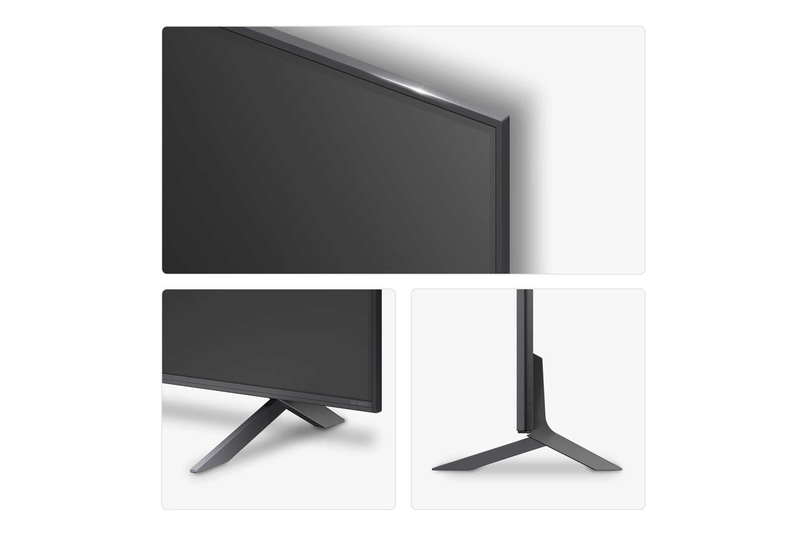 Left-facing side view of LG QNED80 TV