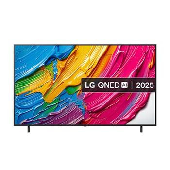 Front view of 75 inch LG QNED AI QNED80 4K MiniLED Smart TV 2025 75QNED80A6A