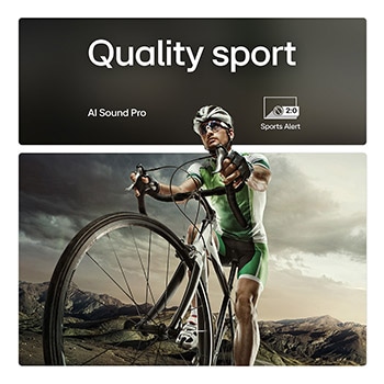 A family sits on a couch facing a LG QNED TV mounted on a wall above a LG Soundbar with a little girl pointing to a screen depicting two dolphins. The title talks about how every action is more thrilling on a massive screen.