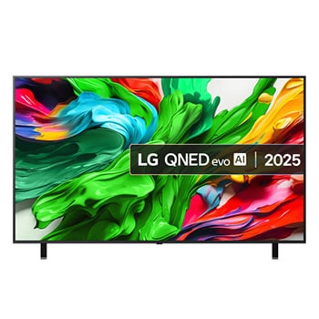 Front view of 75 inch LG QNED evo AI QNED85 MiniLED 4K Smart TV 2025 75QNED85A6C