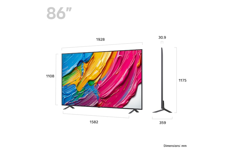 Rear view of LG QNED80 TV