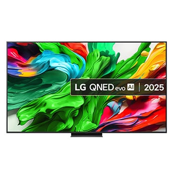 Front view of 86 inch LG QNED evo AI QNED86 MiniLED 4K Smart TV 2025 86QNED86A6A