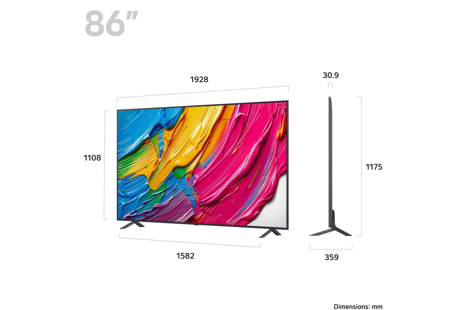 Rear view of LG QNED80 TV