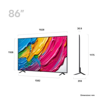 Rear view of LG QNED80 TV