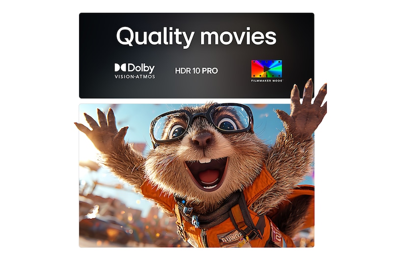 LG TV screen with an AI Magic Remote on the foreground. The AI button is highlighted and a speech bubble shows text, suggest a movie I like. On the screen we see the user icon E, indicating how AI Voice ID was able to identify which user it was and give personalised recommendations just based on their voice.