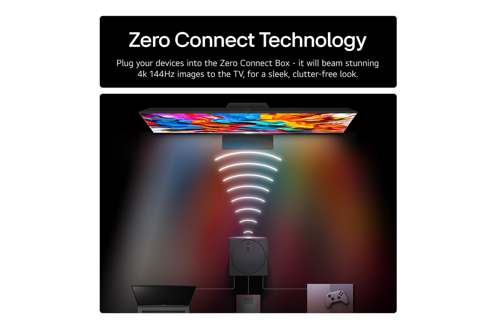 3D holographic flower in many different shades and hues against a black background. The definition and detail of the flower shows off QNED MiniLED's capability to produce visuals with exceptional color, brightness, and contrast. The title talks about how MiniLED enhances clarity and provides exceptional contrast.