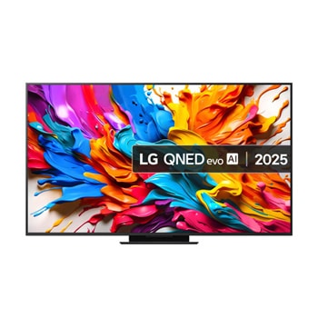 Front view of 75 inch LG QNED evo AI QNED9M MiniLED 4K Smart TV 2025 75QNED9MA6B