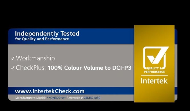 Intertrek certification for 100% Colour Volume to DCI-P3.