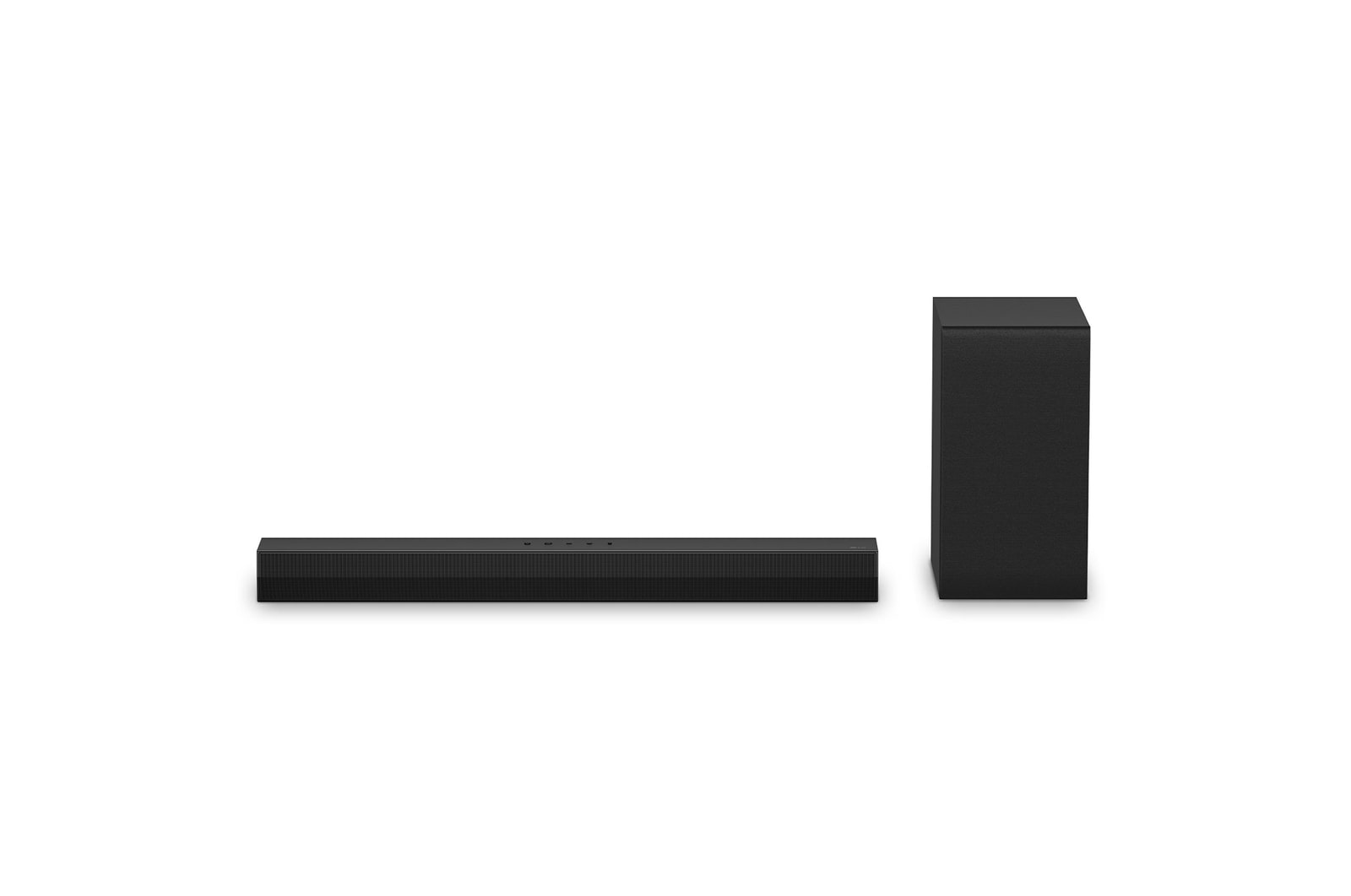 Front view of LG Soundbar US40T and subwoofer