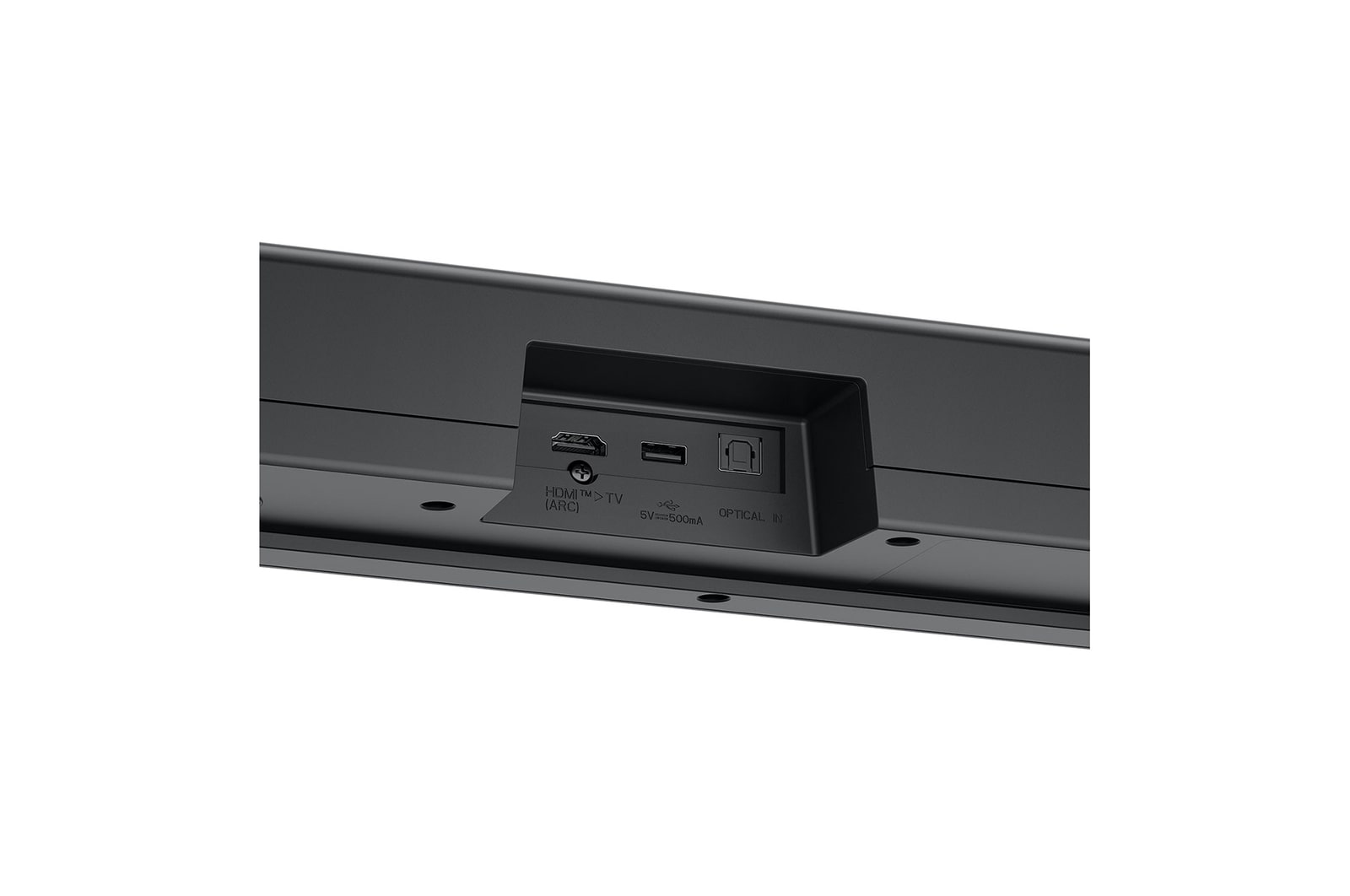 Angled view of LG Soundbar US40T's back