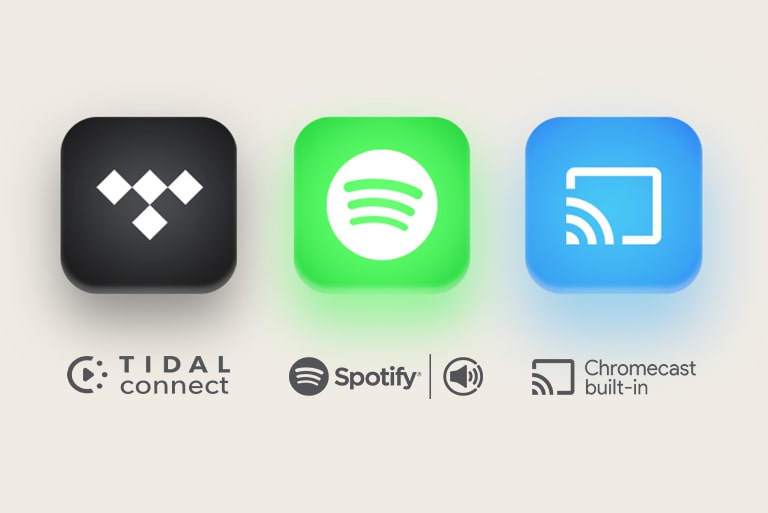 TIDAL Connect logo Spotify logo Chromecast built-in logo