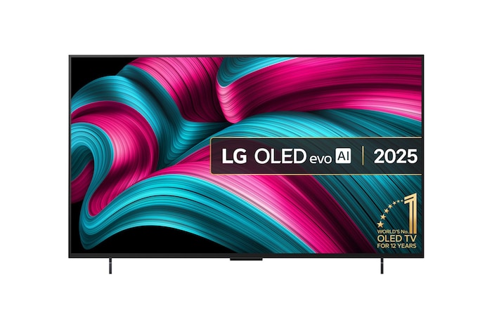 Front view of 42 inch LG OLED evo AI C5 4K Smart TV 2025 OLED42C54LA