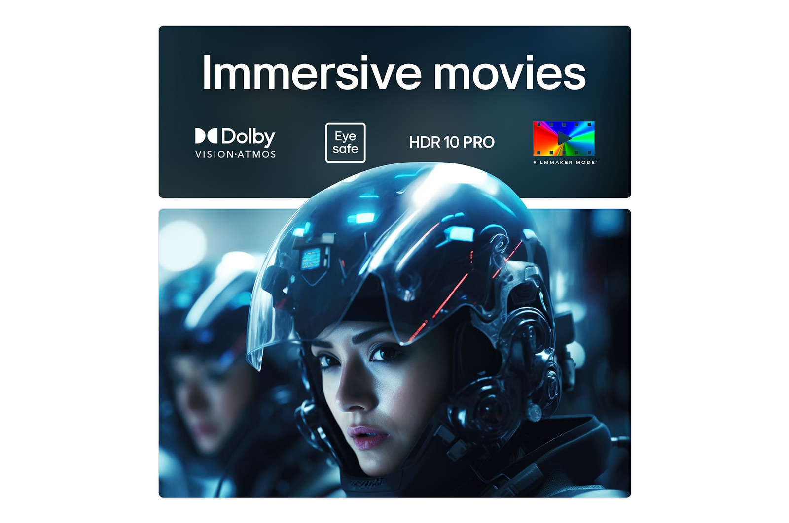 Leopard in the forest in vivid color and detail. The leopard has a grid and a light glowing behind it, indicating how LG AI Picture Pro made impressive visual enhancements to the scene's resolution, brightness, depth, and clarity.