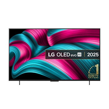 Front view of 42 inch LG OLED evo AI C5 4K Smart TV 2025