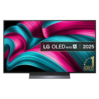 Front view of 42 inch LG OLED evo AI C5 4K Smart TV 2025