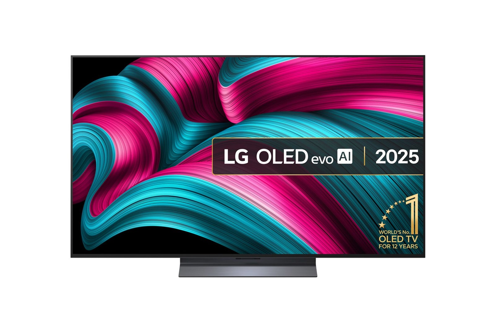 Front view of 55 inch LG OLED evo AI C5 4K Smart TV 2025 OLED55C54LA