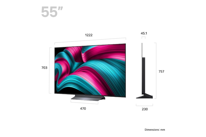 Slightly angled view of LG OLED evo AI C5 4K Smart TV.