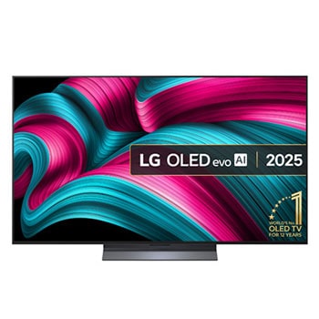 Front view of 55 inch LG OLED evo AI C5 4K Smart TV 2025
