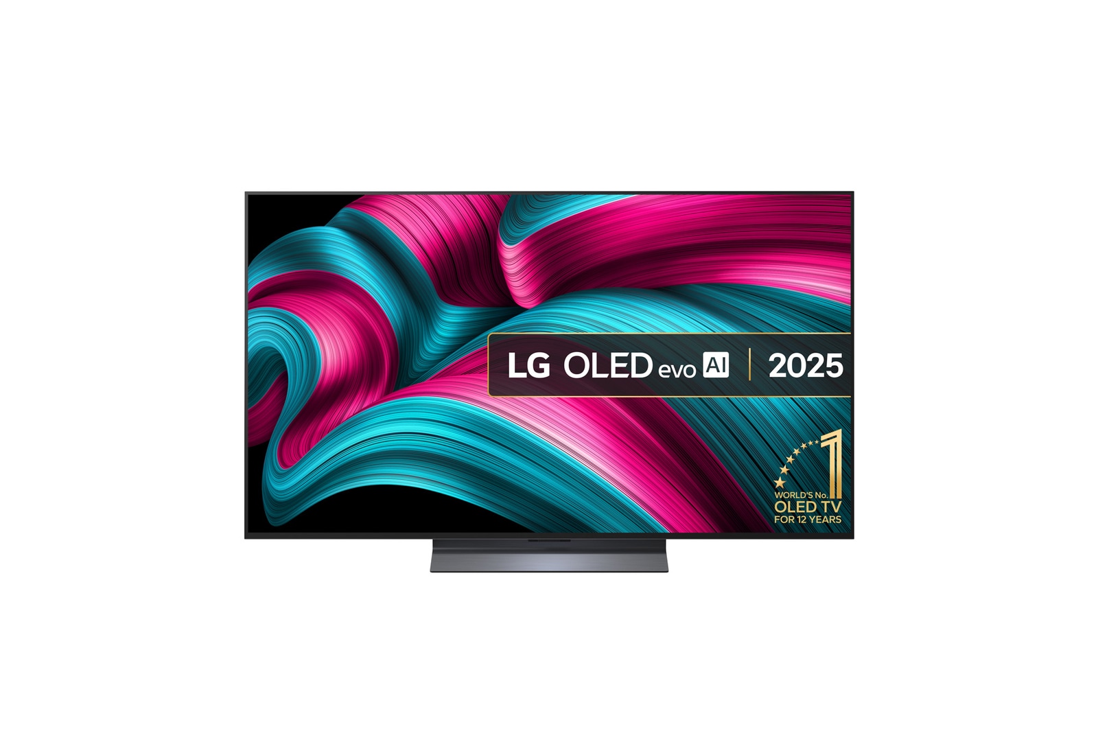 Front view of 55 inch LG OLED evo AI C5 4K Smart TV 2025 OLED55C55LA