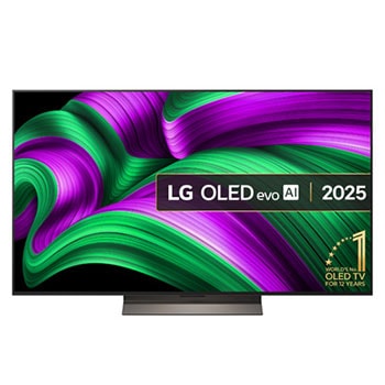 Front view of 55 inch LG OLED evo AI C5 4K Smart TV 2025 OLED55C56LB