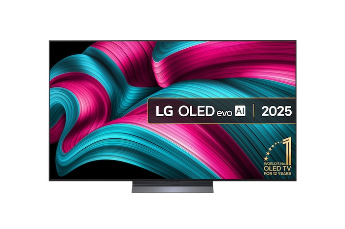Front view of 65 inch LG OLED evo AI C5 4K Smart TV 2025 OLED65C54LA