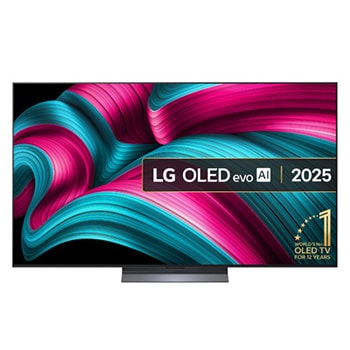 Front view of 65 inch LG OLED evo AI C5 4K Smart TV 2025 OLED65C55LA