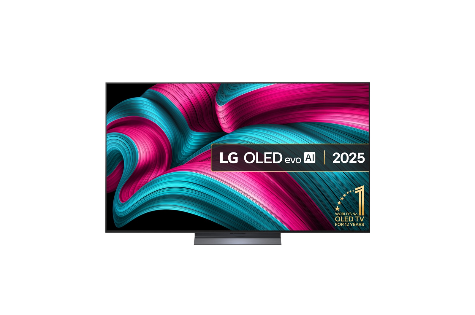 Front view of 65 inch LG OLED evo AI C5 4K Smart TV 2025 OLED65C55LA