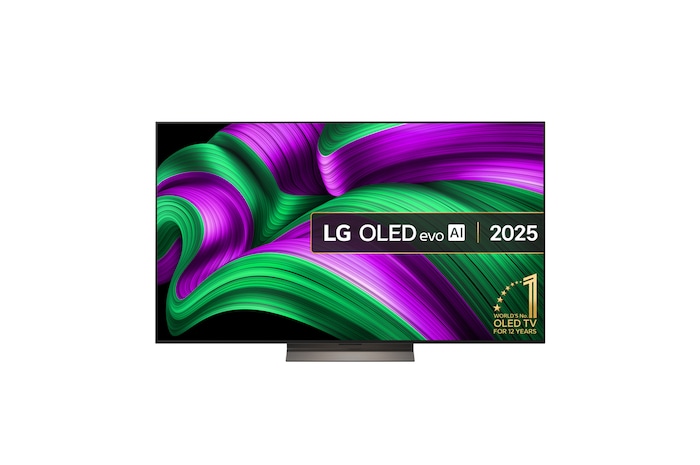 Front view of 65 inch LG OLED evo AI C5 4K Smart TV 2025 OLED65C56LB