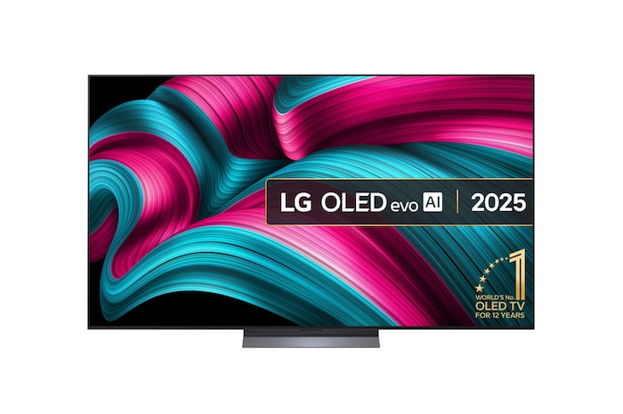 Front view of 77 inch LG OLED evo AI C5 4K Smart TV 2025 OLED77C54LA