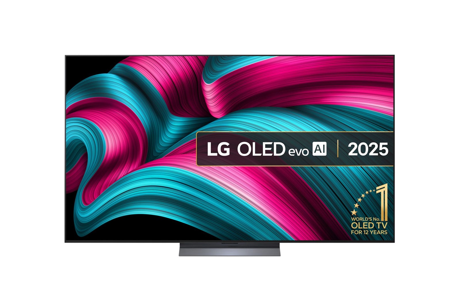 Front view of 77 inch LG OLED evo AI C5 4K Smart TV 2025 OLED77C54LA