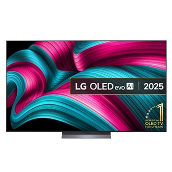 Front view of 77 inch LG OLED evo AI C5 4K Smart TV 2025 OLED77C55LA