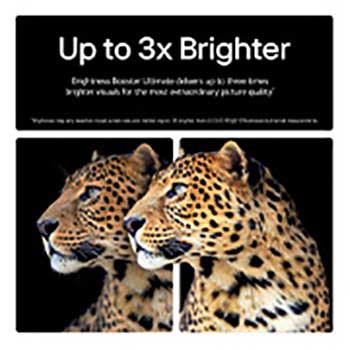 alpha 11 AI Processor Gen2 is against a dark background. It glows with purple and blue light from within illuminating the microchip circuits around it. The title talks about how the processor that is dedicated to LG OLED evo delivers 4K quality, stunning color and brightness with pixel-level precision. Performance statistics are visible. 6.7 times greater AI neural processing, NPU. 2.2 times faster operation, CPU. 3.6 times improved graphics, GPU.