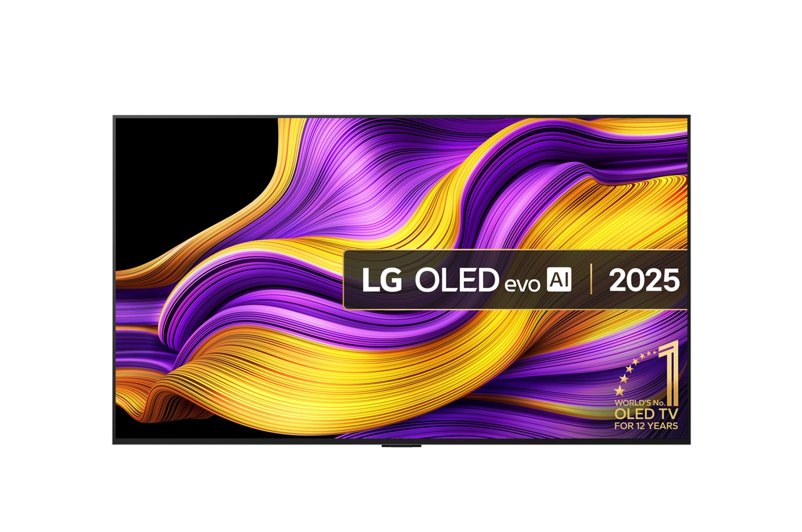 Front view of 55 inch LG OLED evo AI G5 4K Smart TV 2025 - Wall mount version OLED55G54LW