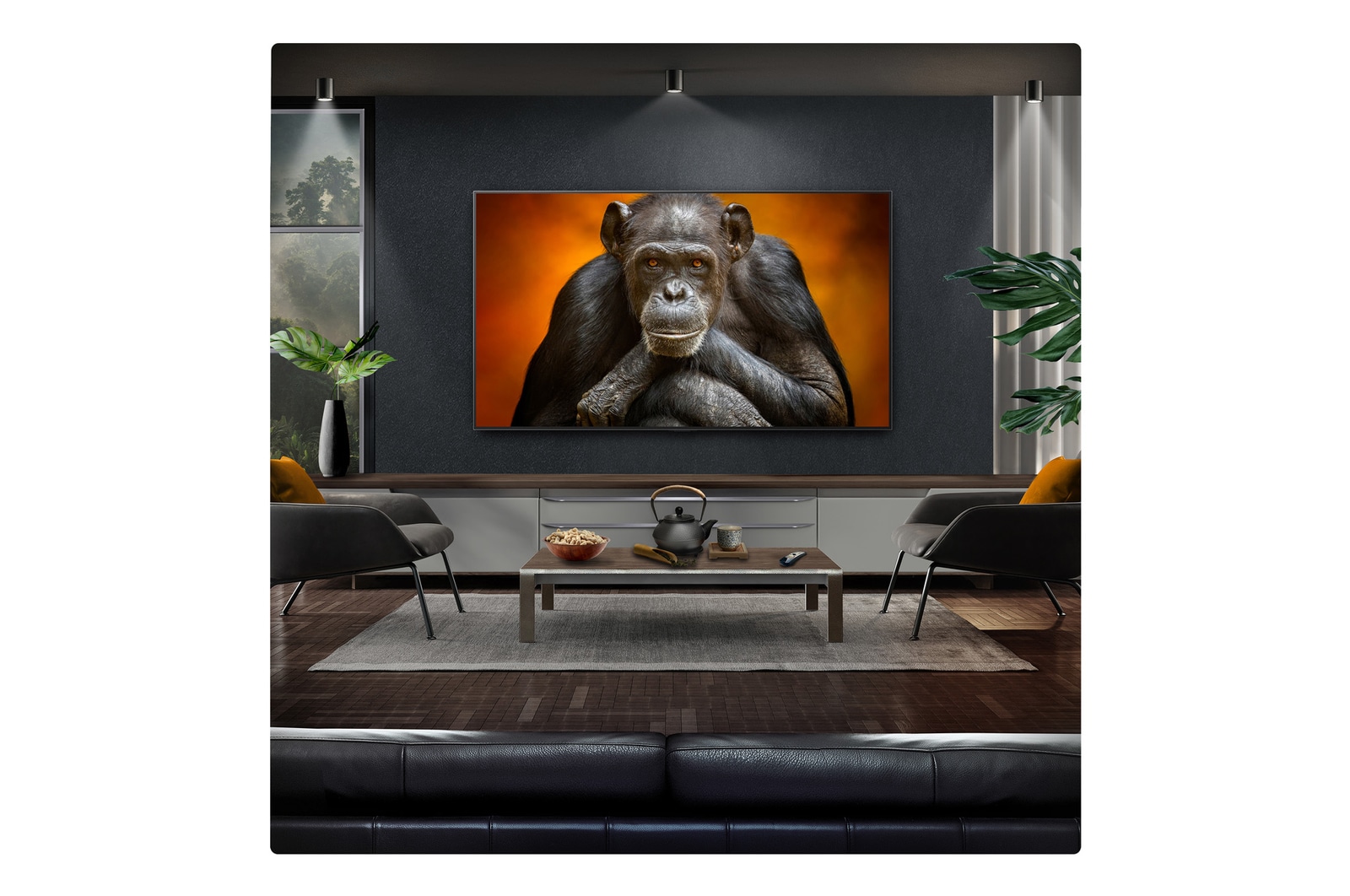 Campfire at night in the middle of nature. In the distance is a forest and lake. The evening sky is filled with stars. The whole scene is split in half. One side is darker and duller. The other half is remarkably brighter, showcasing the impressive brilliance from Brightness Booster.