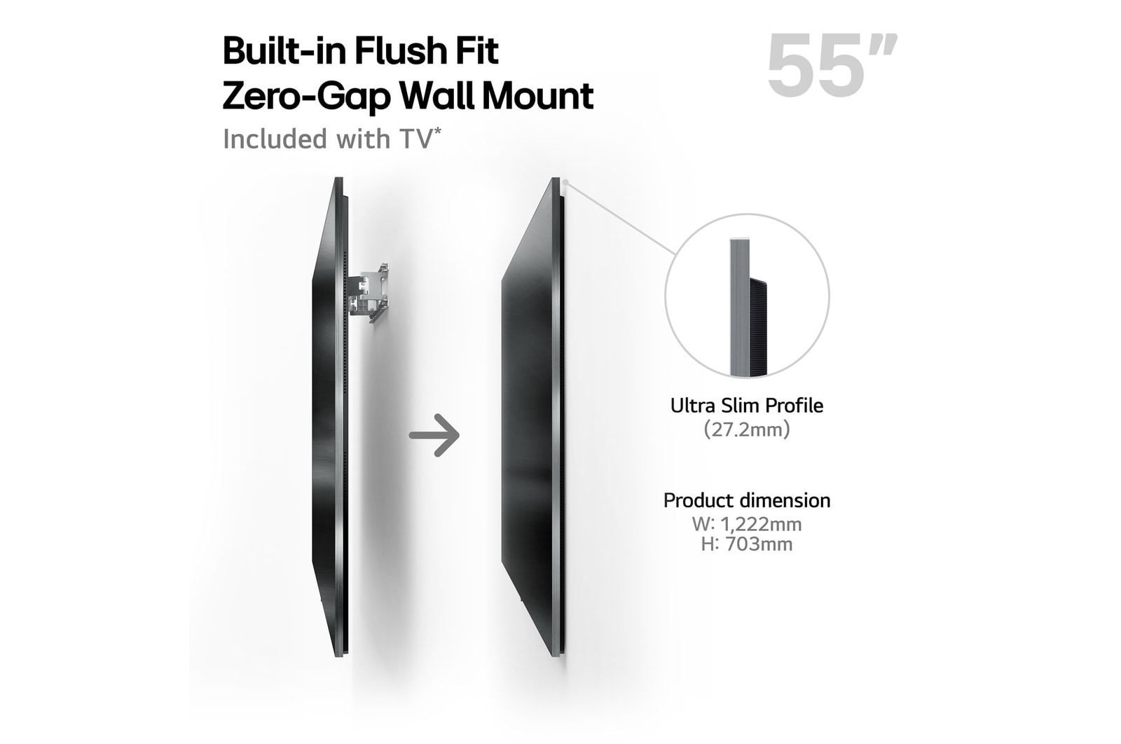 Left-facing side view of LG OLED evo AI G5 4K Smart TV.