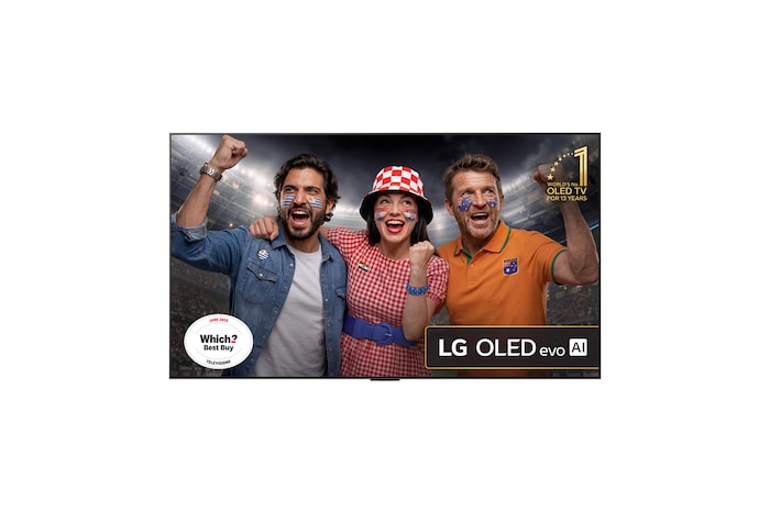 Front view of 55 inch LG OLED evo AI G5 4K Smart TV 2025 - Wall mount version OLED55G54LW
