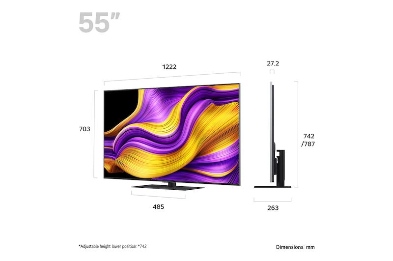 Left-facing side view of LG OLED evo AI G5 4K Smart TV.