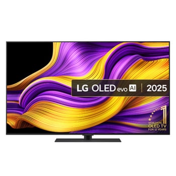 Front view of 55 inch LG OLED evo AI G5 4K Smart TV 2025 - Stand version OLED55G56LS