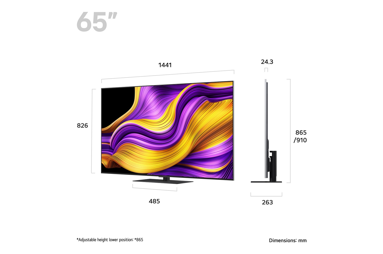 Left-facing side view of LG OLED evo AI G5 4K Smart TV.