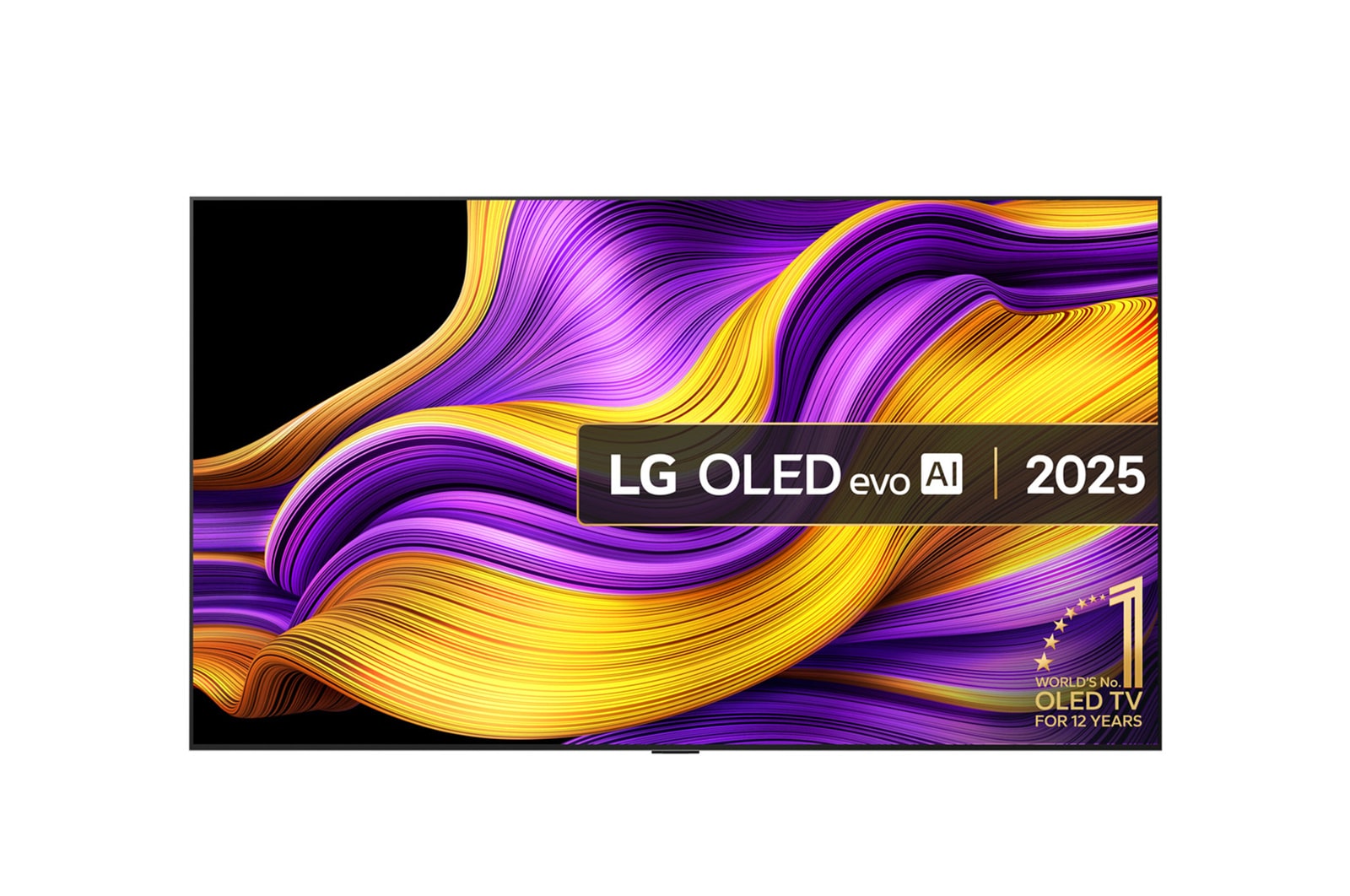 Front view of 77 inch LG OLED evo AI G5 4K Smart TV 2025 - Wall mount version OLED77G54LW