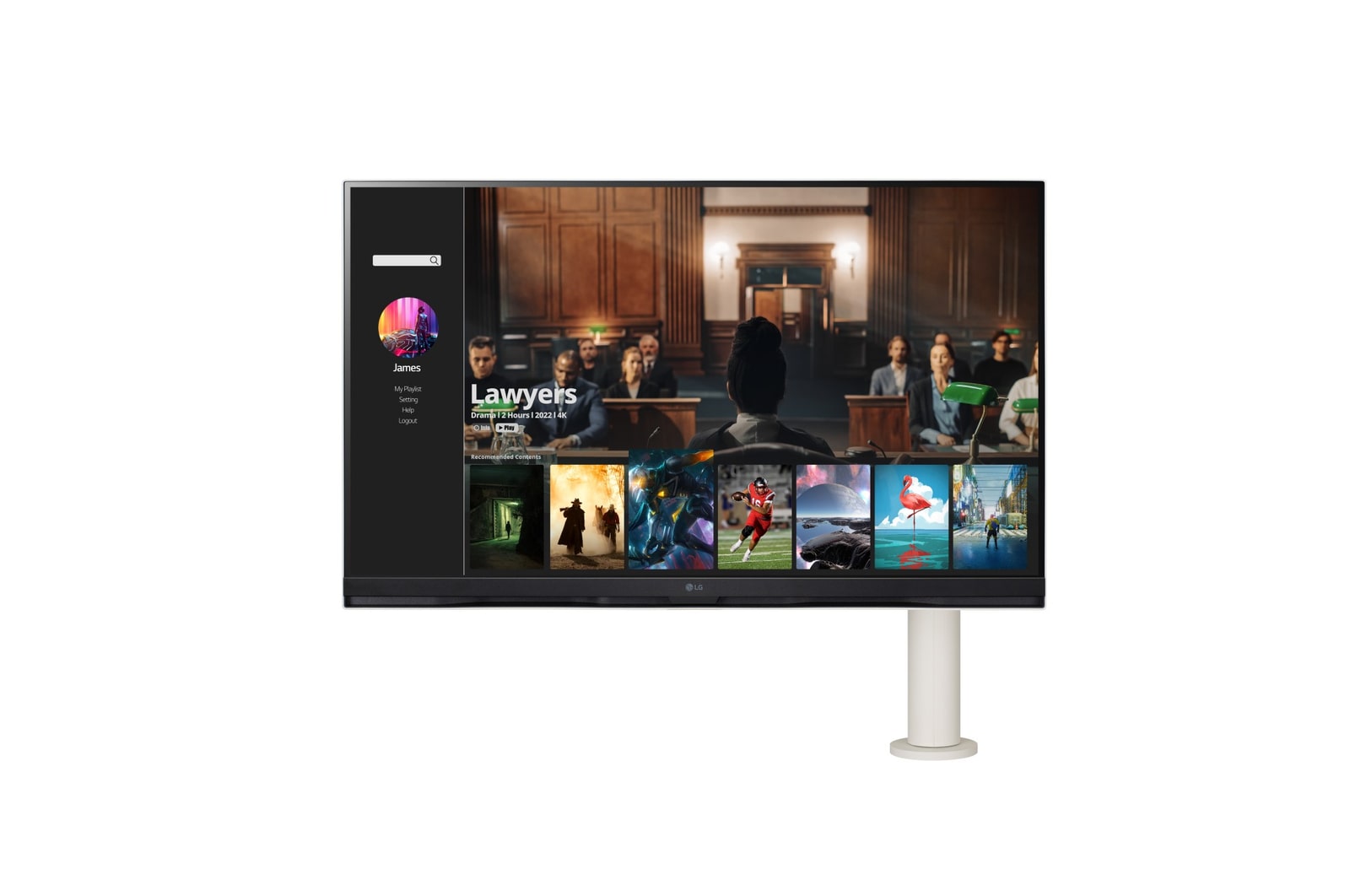 Front view of 32'' LG Smart Monitor, webOS, Ergo Stand, Speakers, Screen Share, USB Type-C™, Black. (32SQ780S)